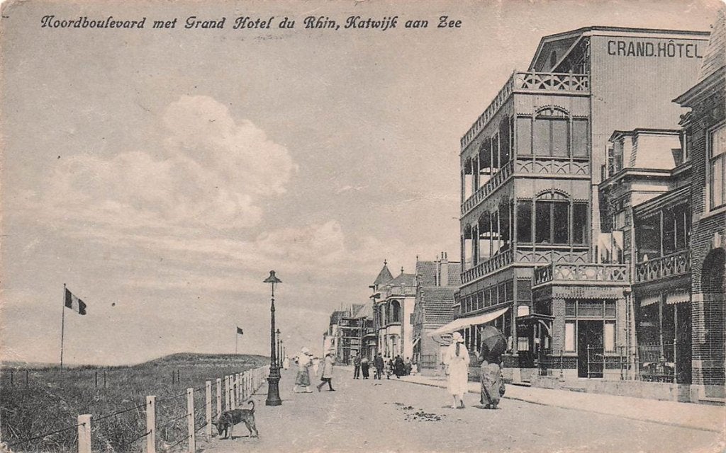 703-392-027 Noordboulevard met Grand Hotel du Rhin Katwijk, Verzamelen, Verzenden, Voor 1920, Zuid-Holland