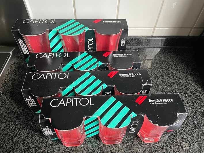 Vintage Bormioli Rocco Capitol Geblazen glas Glazen Set v 3, Verzamelen, Glas en Borrelglaasjes, Ophalen of Verzenden, Nieuw, Overige typen