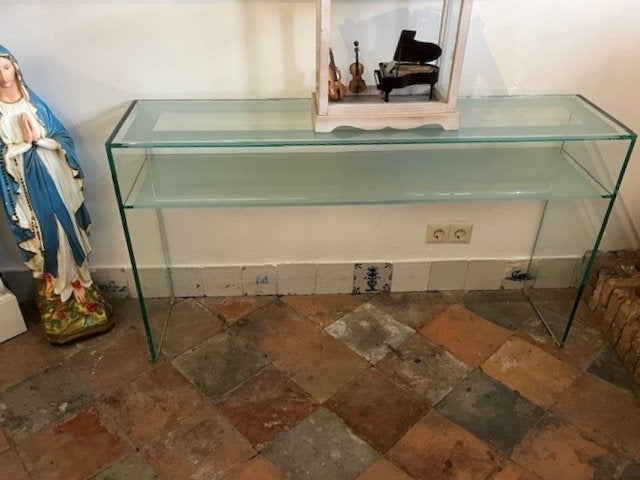 Smalle glazen tafel. TAFEL, Huis en Inrichting, 100 tot 150 cm, Rechthoekig, 50 tot 100 cm, Ophalen of Verzenden