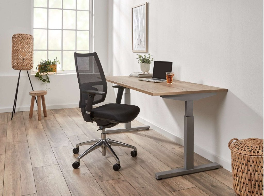 Nieuw Ergodesk T-poot instelbaar bureau div kleuren + maten, VST, Ophalen of Verzenden, Industriestraat 5, Info@vstkantoormeubilair.nl