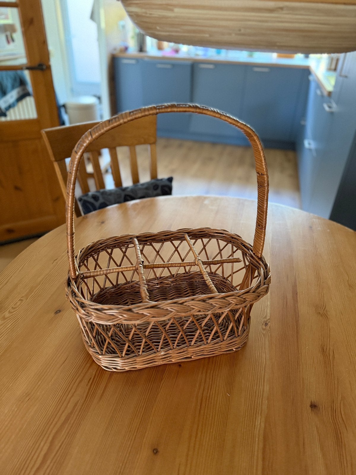 Vintage rieten flessenmand, Ophalen of Verzenden