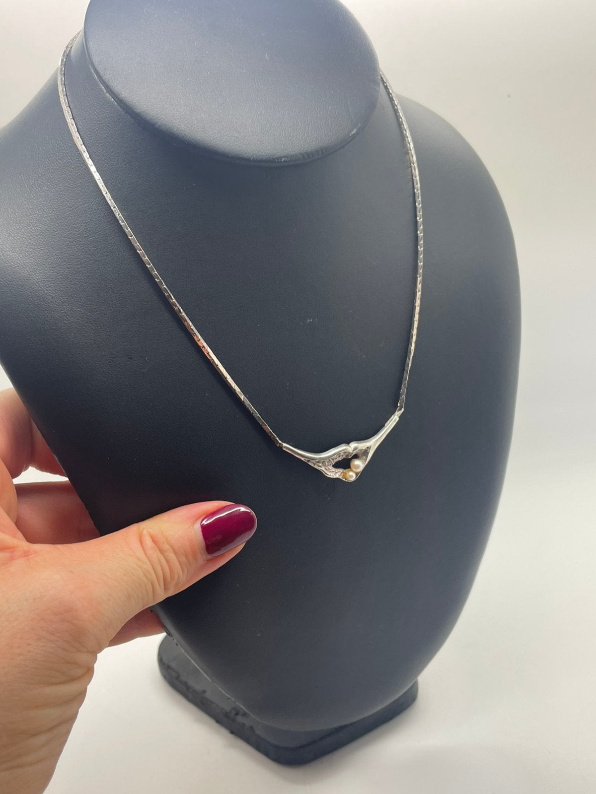 F999 Prachtige zilveren Finse ketting met parel, Ophalen of Verzenden, Zilver, Ketting