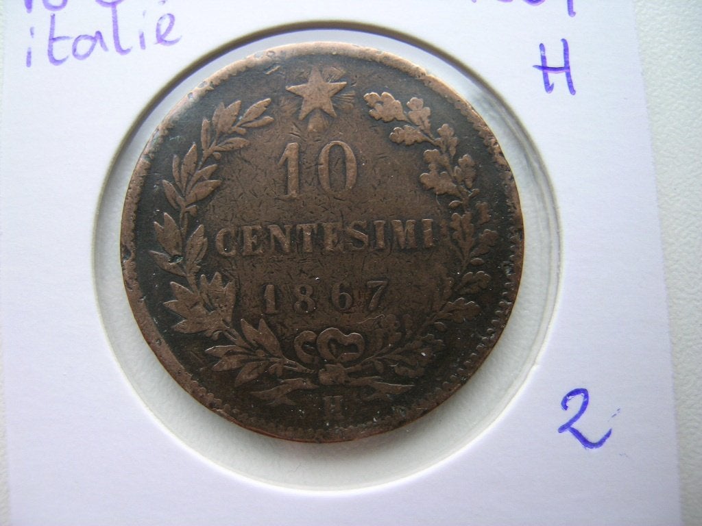 10 Centesimi 1867 H Italie (nr 2), Ophalen of Verzenden, Italië, Losse munt