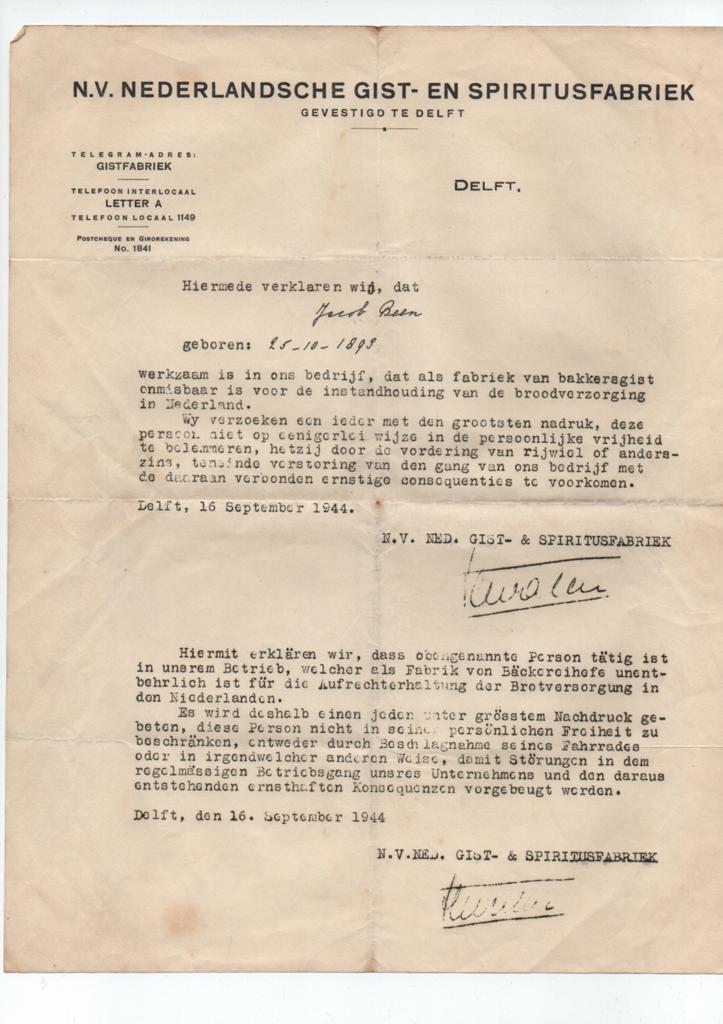 Vrijstelling Delft Gist- en Spiritusfabriek 1944, Verzamelen, Militaria | Tweede Wereldoorlog, Ophalen of Verzenden, Overige soorten