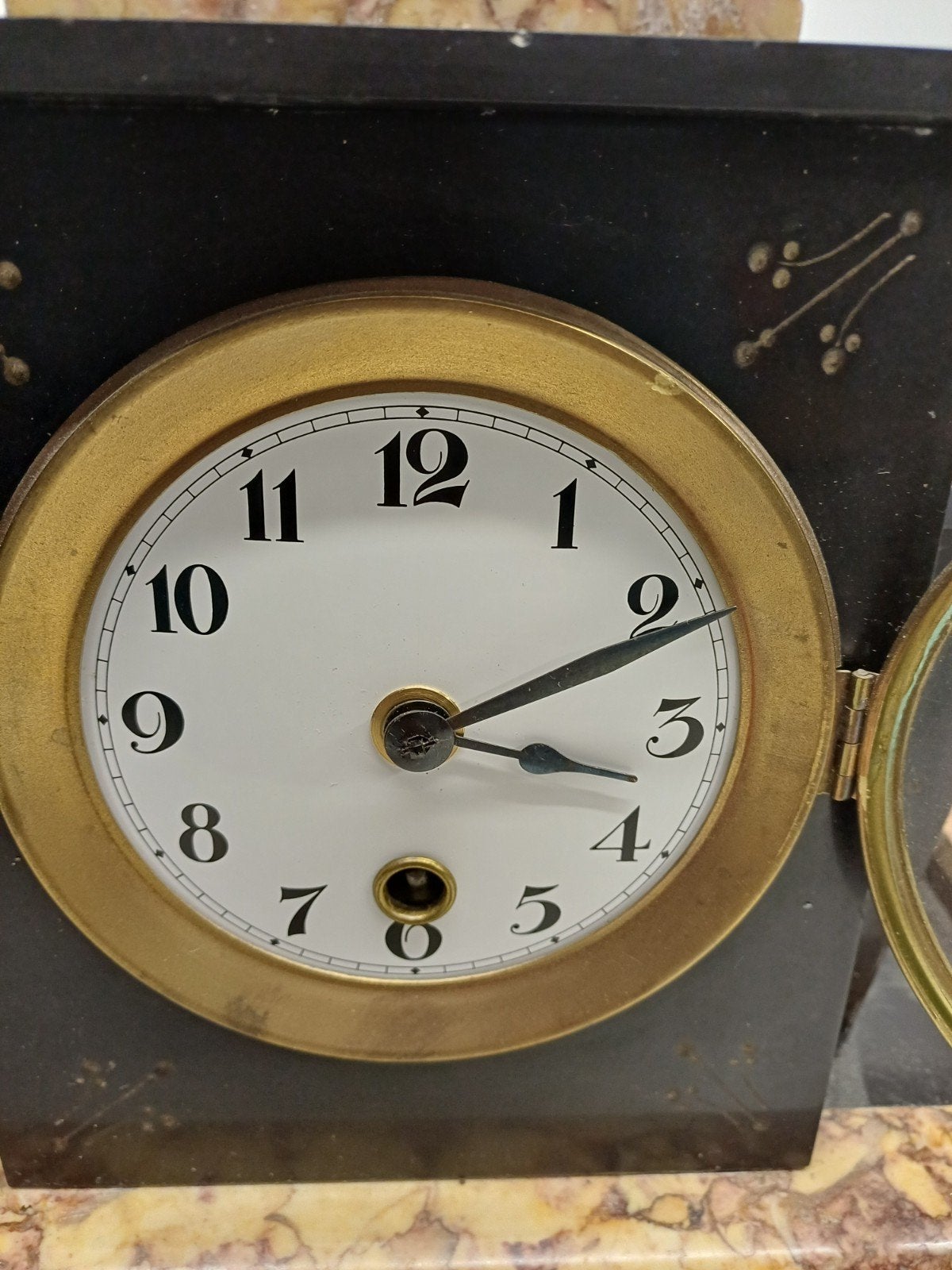 Art Deco Marmeren Pendule Set - Schoorsteengarnituur, Ophalen of Verzenden