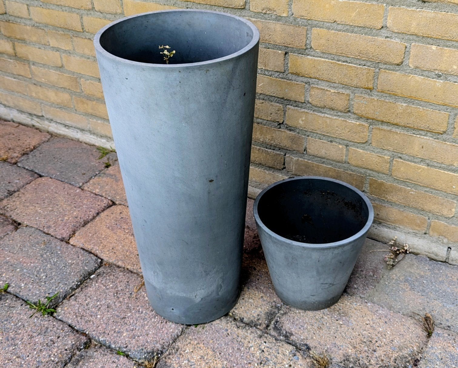2dlg kunststof Bloempotten set: tuin plant grijs, Kunststof, Gebruikt, Rond, Tuin