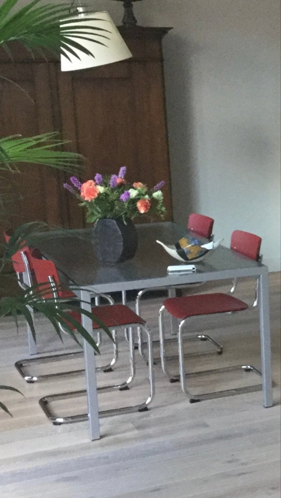 Metaform Eettafel met Glasplaat - 180x90x76 cm, Huis en Inrichting, Ophalen, Gebruikt, 50 tot 100 cm, Glas