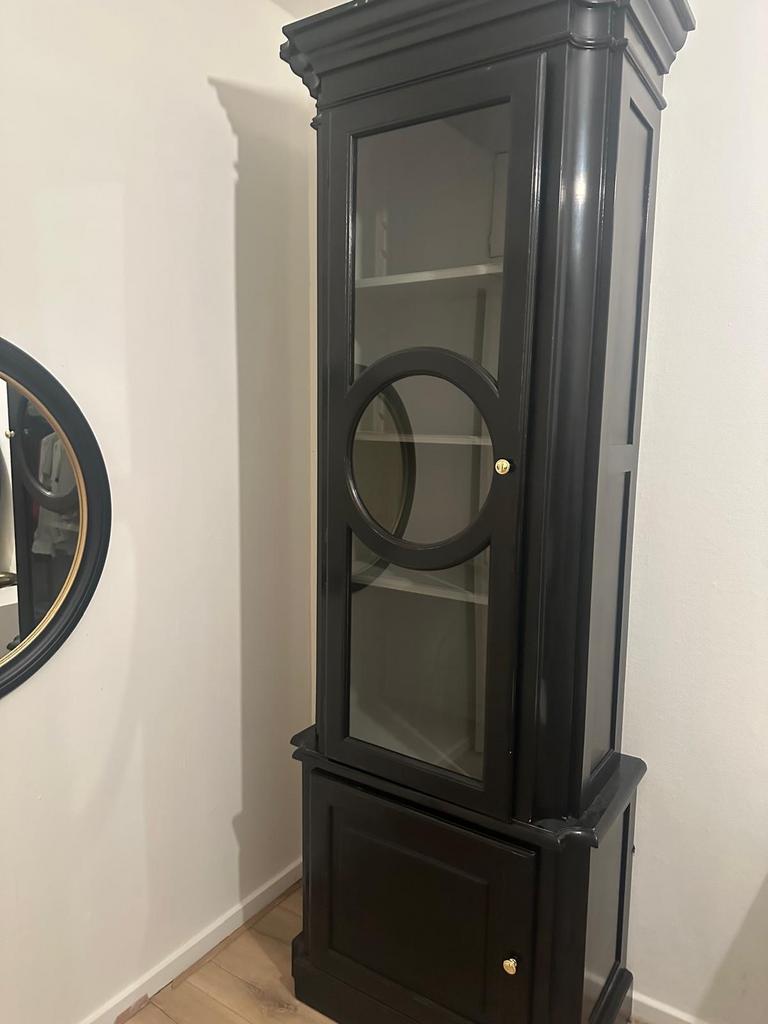 Eichholtz Vitrinekast Zwart - Luxe Design 2x, Huis en Inrichting, Kasten | Vitrinekasten, Gebruikt, 200 cm of meer, 50 tot 100 cm