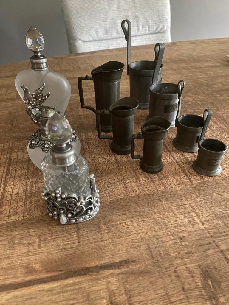 Tinnen potjes en parfumflesjes, Antiek en Kunst, Ophalen of Verzenden