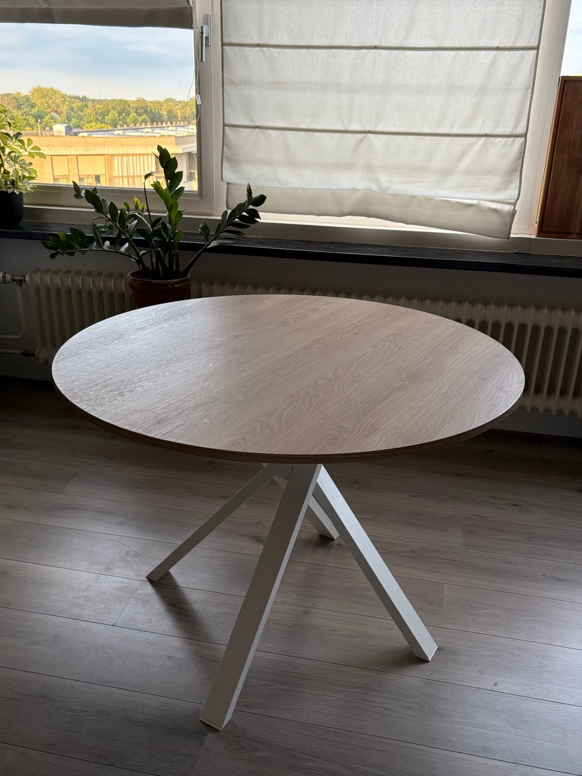 Ronde salontafel met houten blad, Ophalen, Rond, Zo goed als nieuw, 75 cm of meer