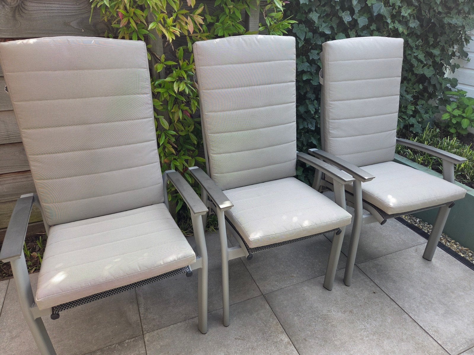 Z.g.a.n. Royal Seasons tuinstoelen incl. tuinkussens, Tuin en Terras, Tuinstoelen, Ophalen, Zo goed als nieuw, Aluminium, Stapelbaar