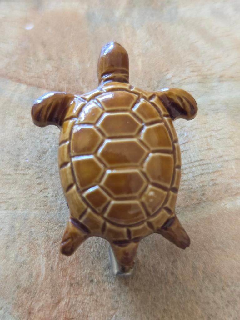 Charmante Vintage Schildpad Broche,Jaren '80,Glanzend bruin, Sieraden, Tassen en Uiterlijk, Broches, Overige materialen, Bruin