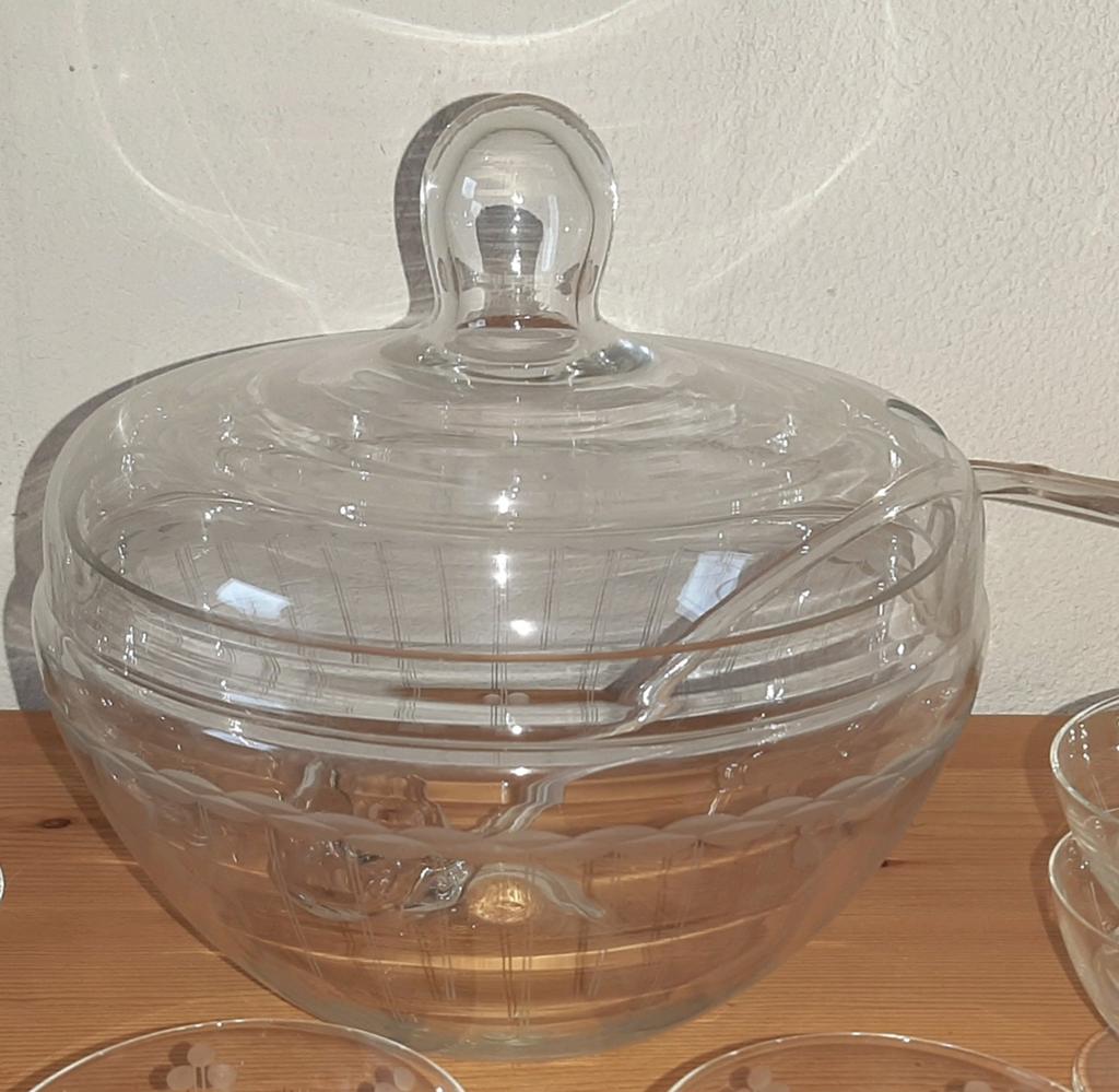 Antieke Bowl punch schaal met deksel en lepel, Antiek en Kunst, Ophalen of Verzenden