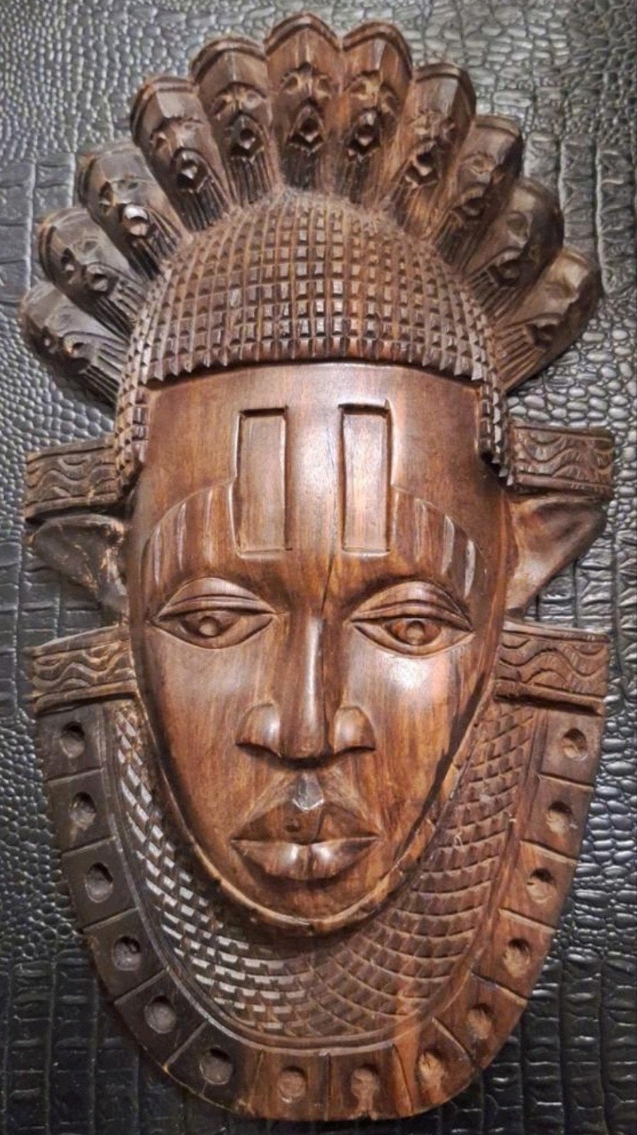 Houten Benin-masker van koningin Idia (de eerste lyoba), Antiek en Kunst, Ophalen of Verzenden