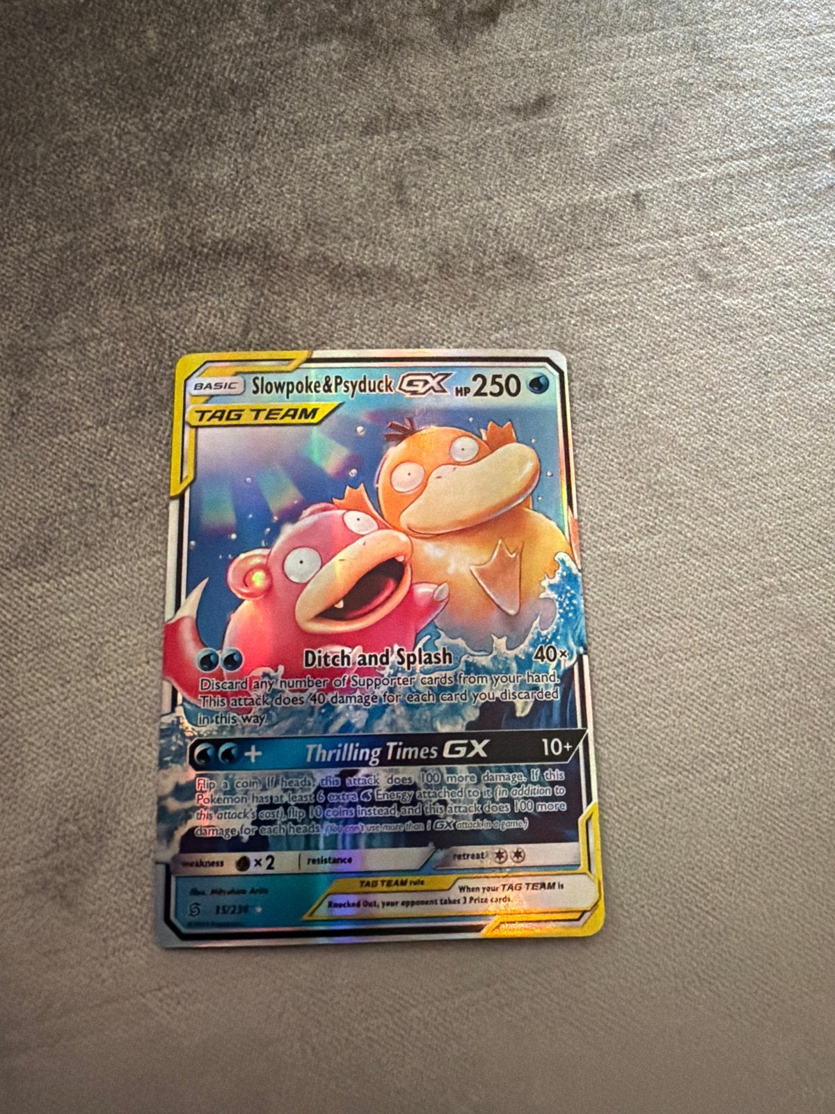 Slowpoke & Psyduck GX TAG TEAM Pokémon Kaart, Ophalen, Zo goed als nieuw, Losse kaart