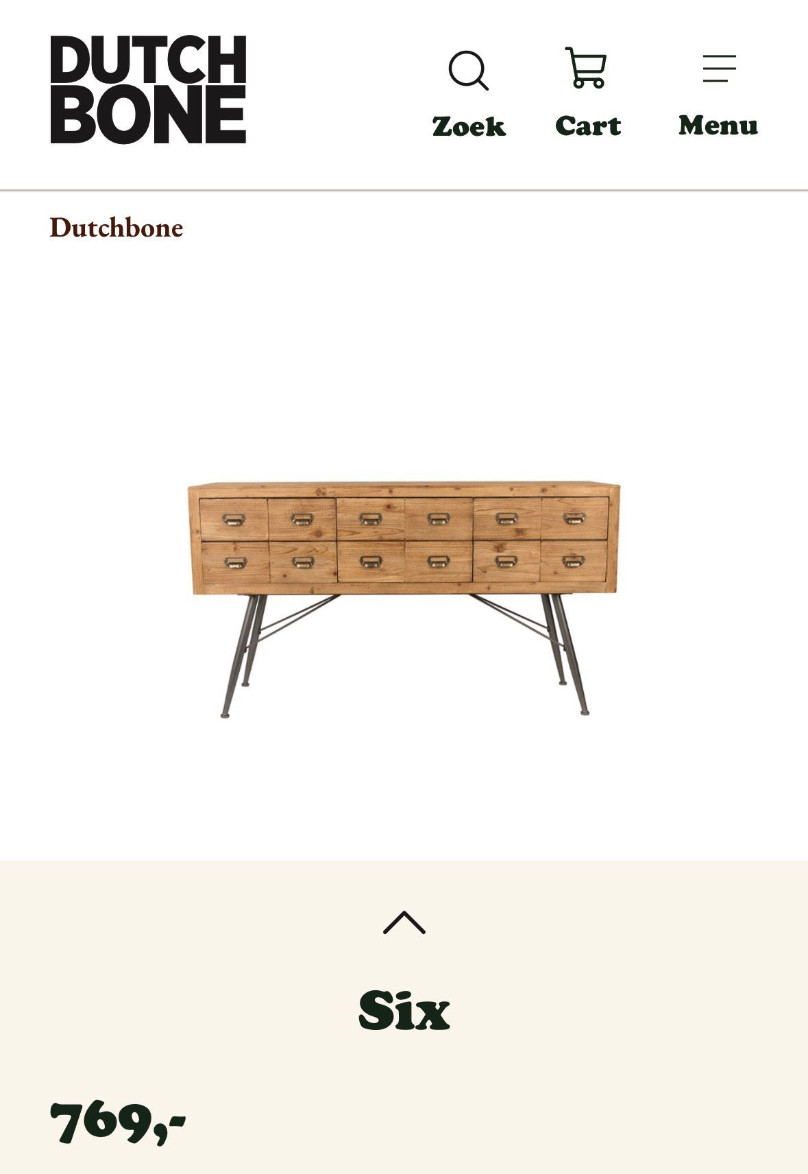 Dutchbone dressoir van massief dennenhout izgst, Huis en Inrichting, Kasten | Dressoirs, Ophalen, 100 tot 150 cm, Zo goed als nieuw