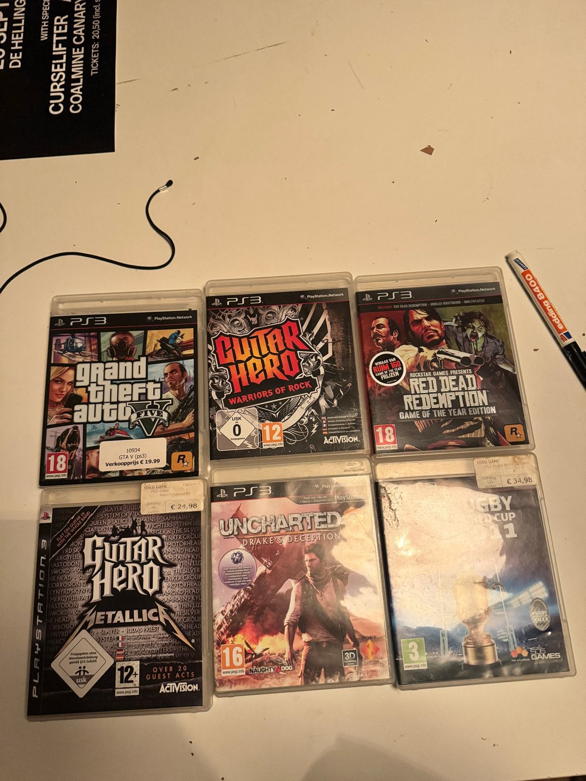 PS3 Games Bundel: GTA V, Guitar Hero, Red Dead Redemption, Spelcomputers en Games, Avontuur en Actie, Gebruikt, 1 speler, Ophalen of Verzenden