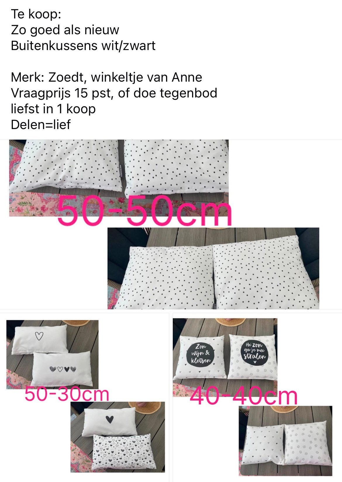Te koop aangeboden buitenkussens, Ophalen, Zo goed als nieuw, Vierkant