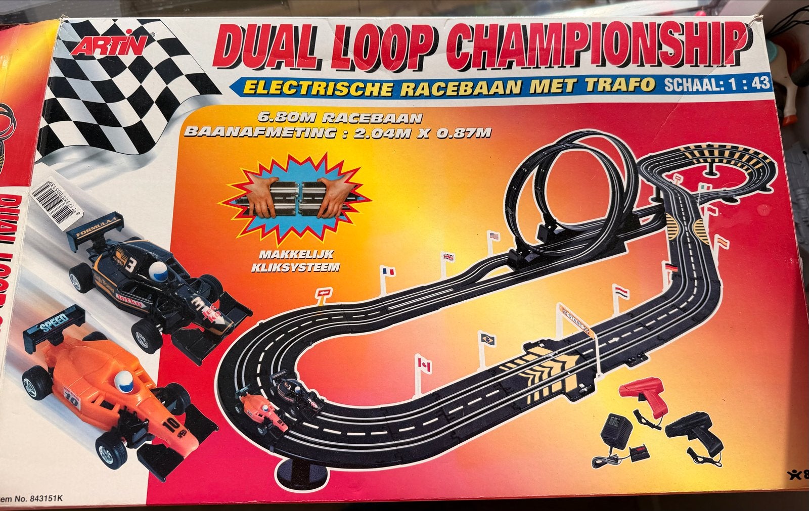 Artin Dual Loop Championship Elektrische Racebaan, Overige merken, Ophalen of Verzenden, Met looping, Elektrisch