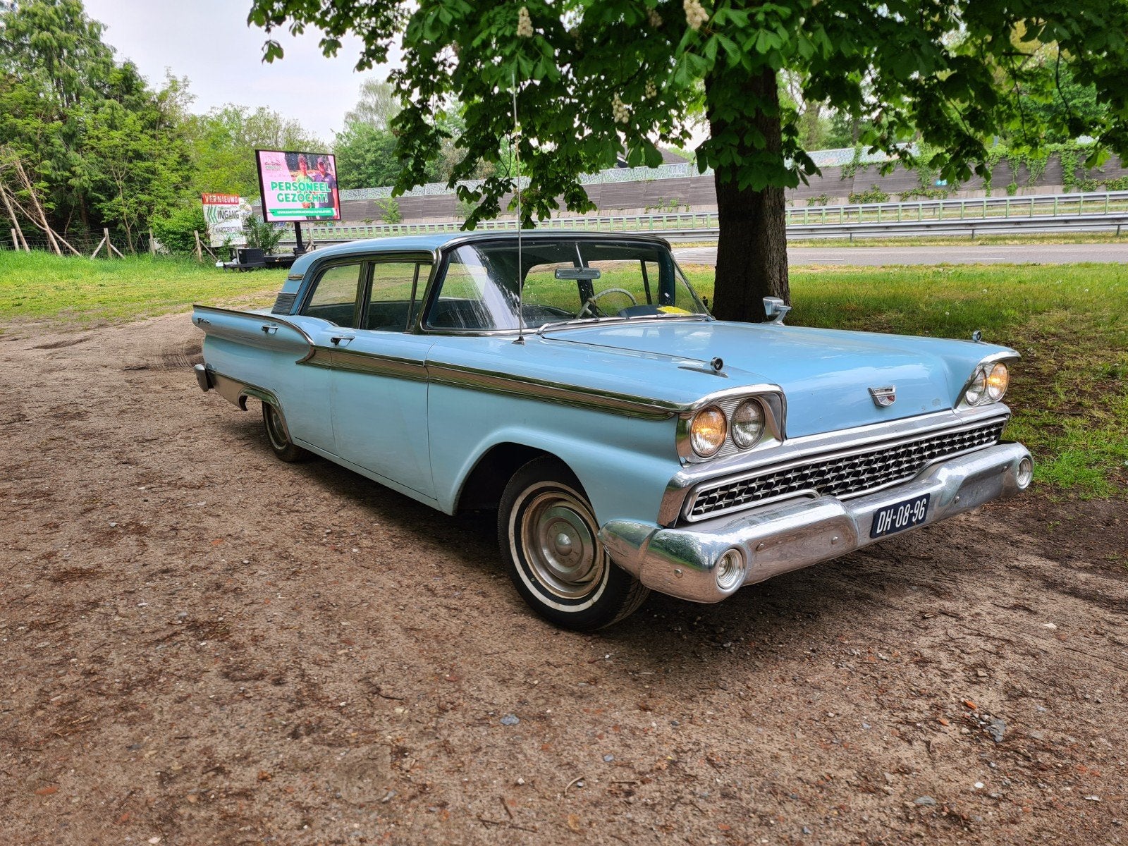 58 Ford fairlane galaxy 500, Automaat, Achterwielaandrijving, Blauw, Leder