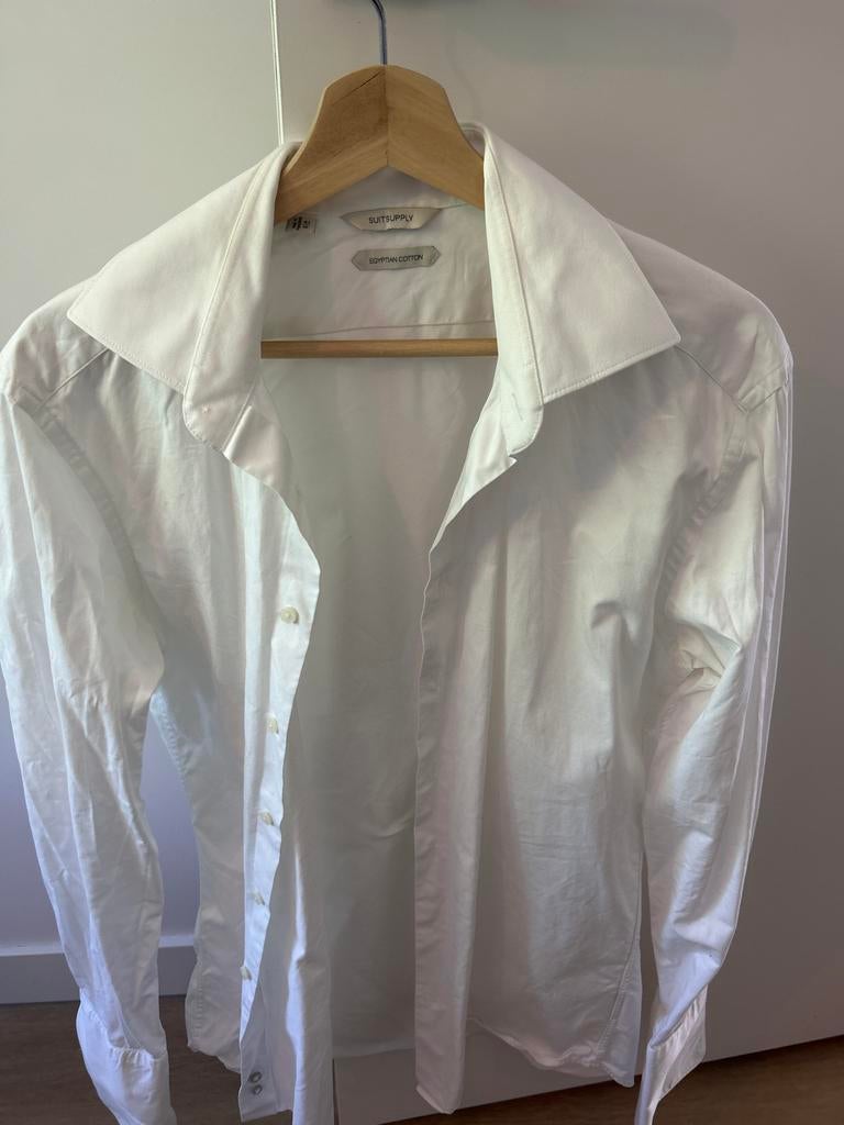 Suitsupply overhemd Egyptisch katoen maat 41, Ophalen of Verzenden, Gedragen, Wit, Halswijdte 41/42 (L)