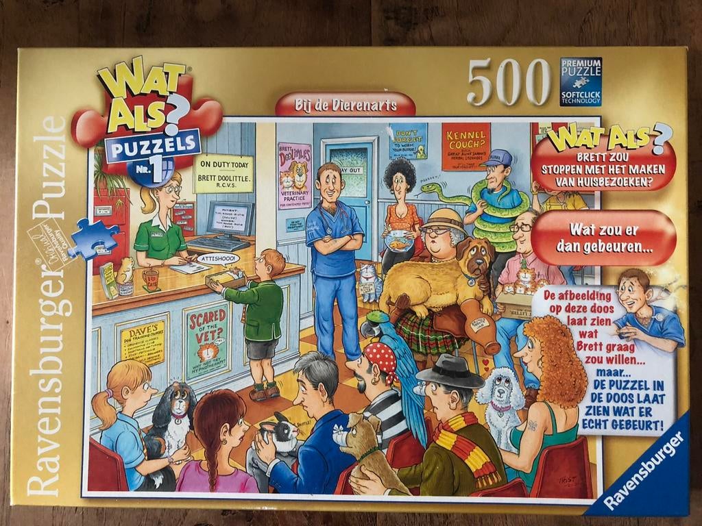 Puzzel Nr 1 Wat Als? Bij de dierenarts 500 stukjes, Ophalen, 500 t/m 1500 stukjes, Zo goed als nieuw