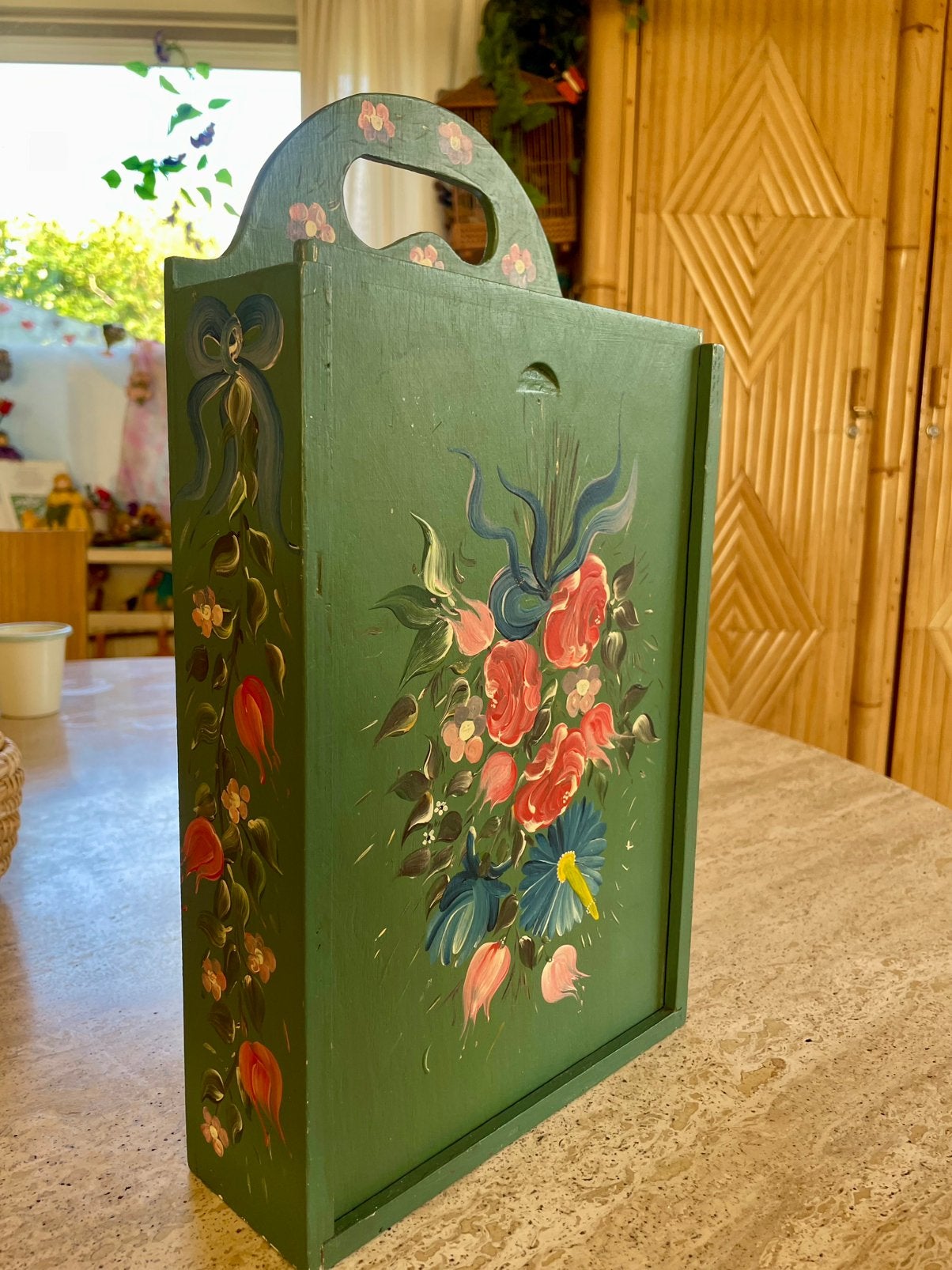 Unieke Antieke Houten Schooltas Handbeschilderd Hindeloopen, Ophalen of Verzenden