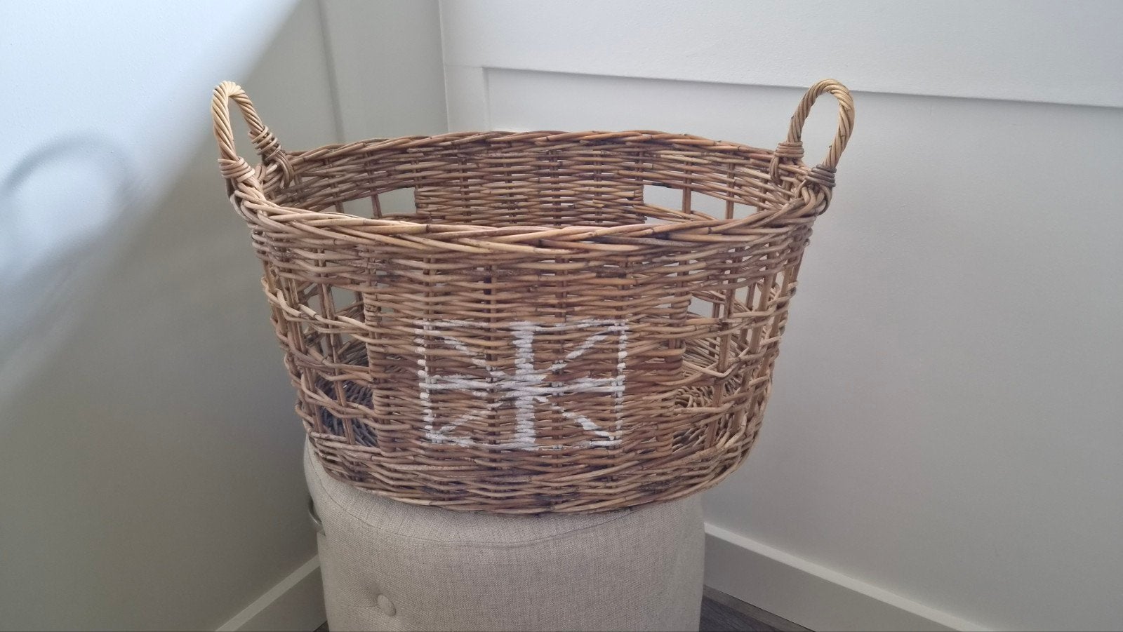 Mooie rieten mand - veelzijdig te gebruiken, Ophalen, Gebruikt, Mand, Met handvatten