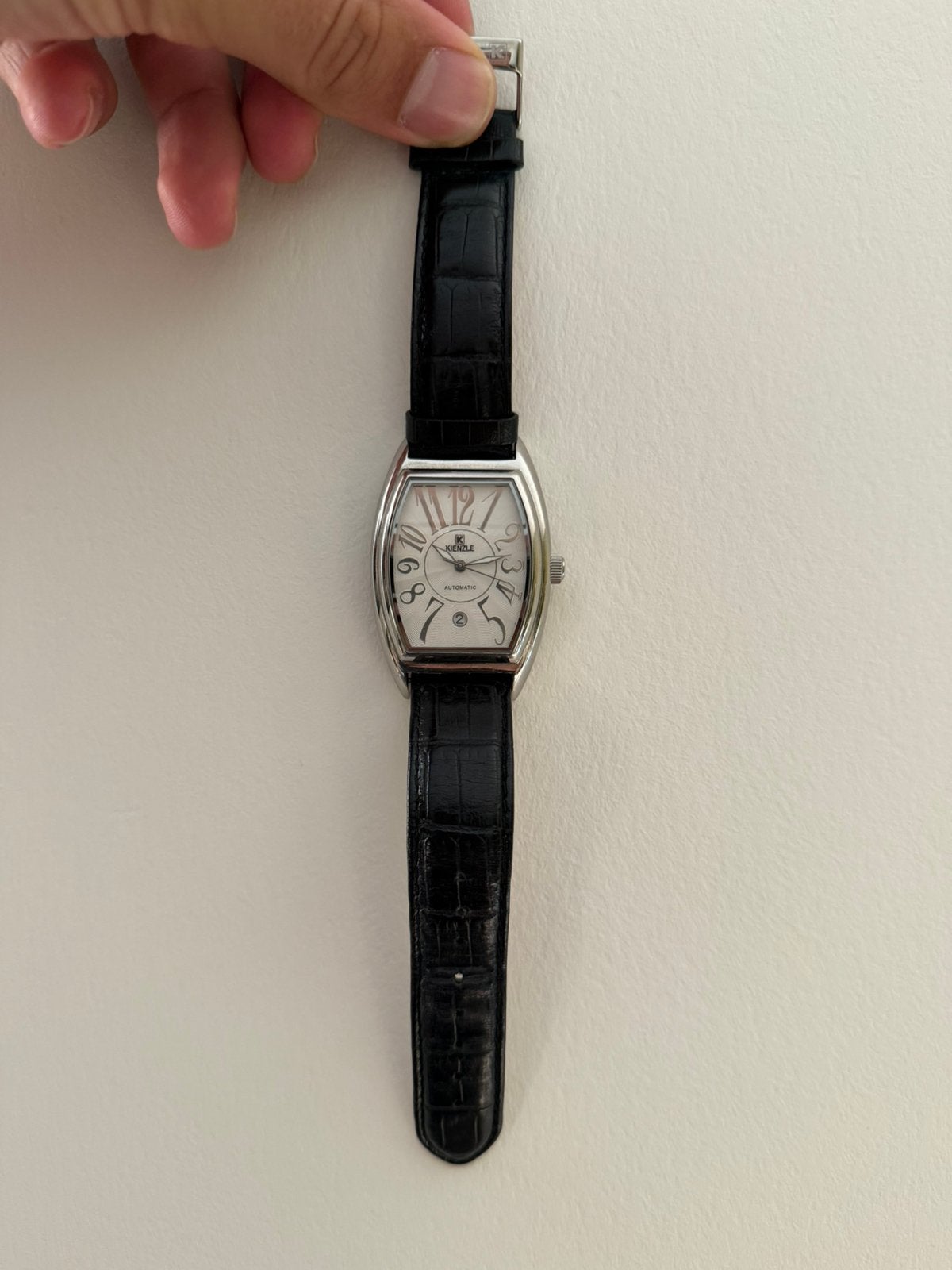 Vintage Kienzle 620/4359 Automatic horloge – Tonneau, Ophalen of Verzenden, Zo goed als nieuw, Leer, Overige merken