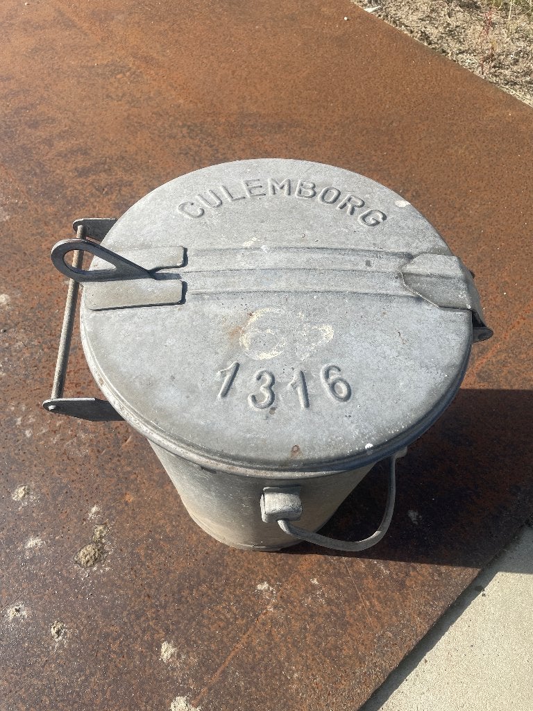 Culemborg/ zinken afvalbak/ oude vuilnis emmer, Antiek en Kunst, Ophalen