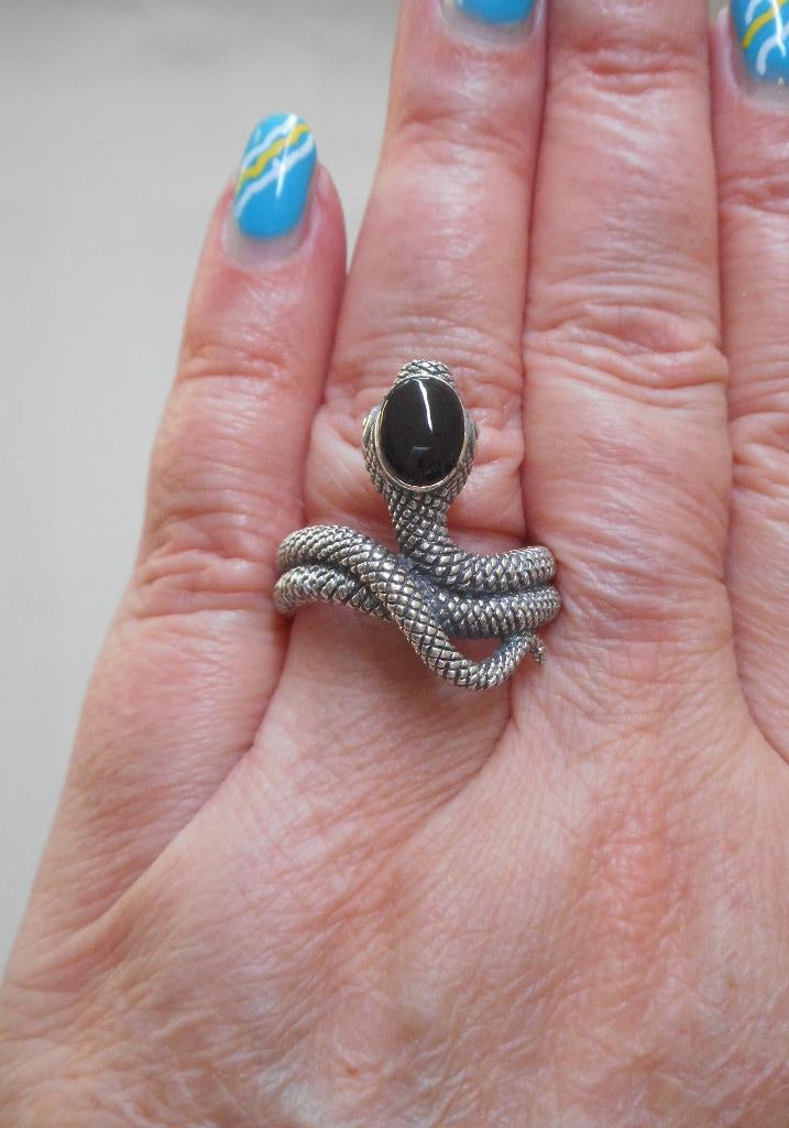 Zilveren royale unisex ring slang maat 19 nr.123, Sieraden, Tassen en Uiterlijk, Ringen, Verzenden, 19 tot 20, Zo goed als nieuw