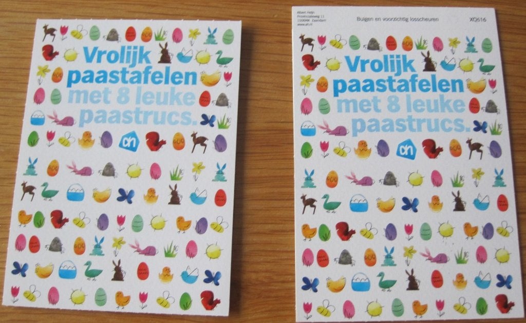 twee AH - Albert Heijn kaarten met 8 leuke Paastrucs, Verzamelen, Albert Heijn, Ophalen of Verzenden