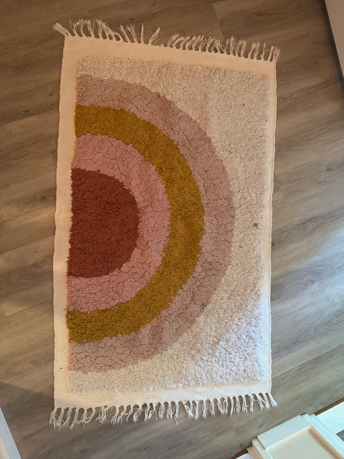 Vloerkleed regenboog roze/geel/bruin, Ophalen, Gebruikt, 100 tot 150 cm, 50 tot 100 cm