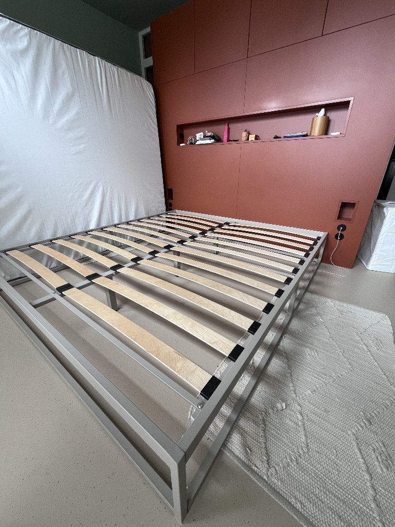 Metalen bedframe - Wehkamp Nous Living Dean - Taupe, Ophalen, Tweepersoons, Zo goed als nieuw, 180 cm
