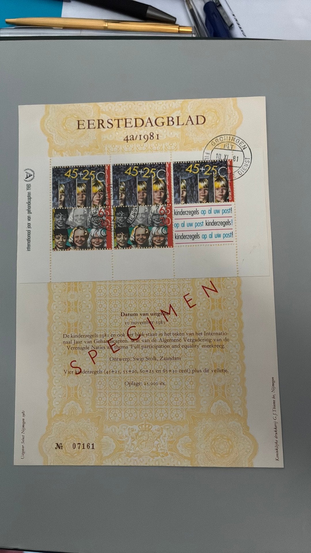 Specimen eerste dagblad select 1981, Postzegels en Munten, Ophalen of Verzenden