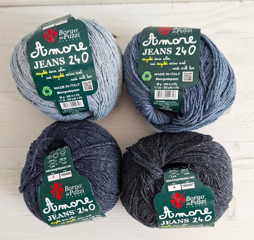 4 bollen Borgo de'Pazzi Amore jeans 240, breigaren, Verzenden, Nieuw, Breien of Haken, Wol of Garen