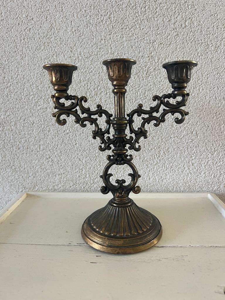 Kandelaar 3 armig van koper, Ophalen, Koper of Brons