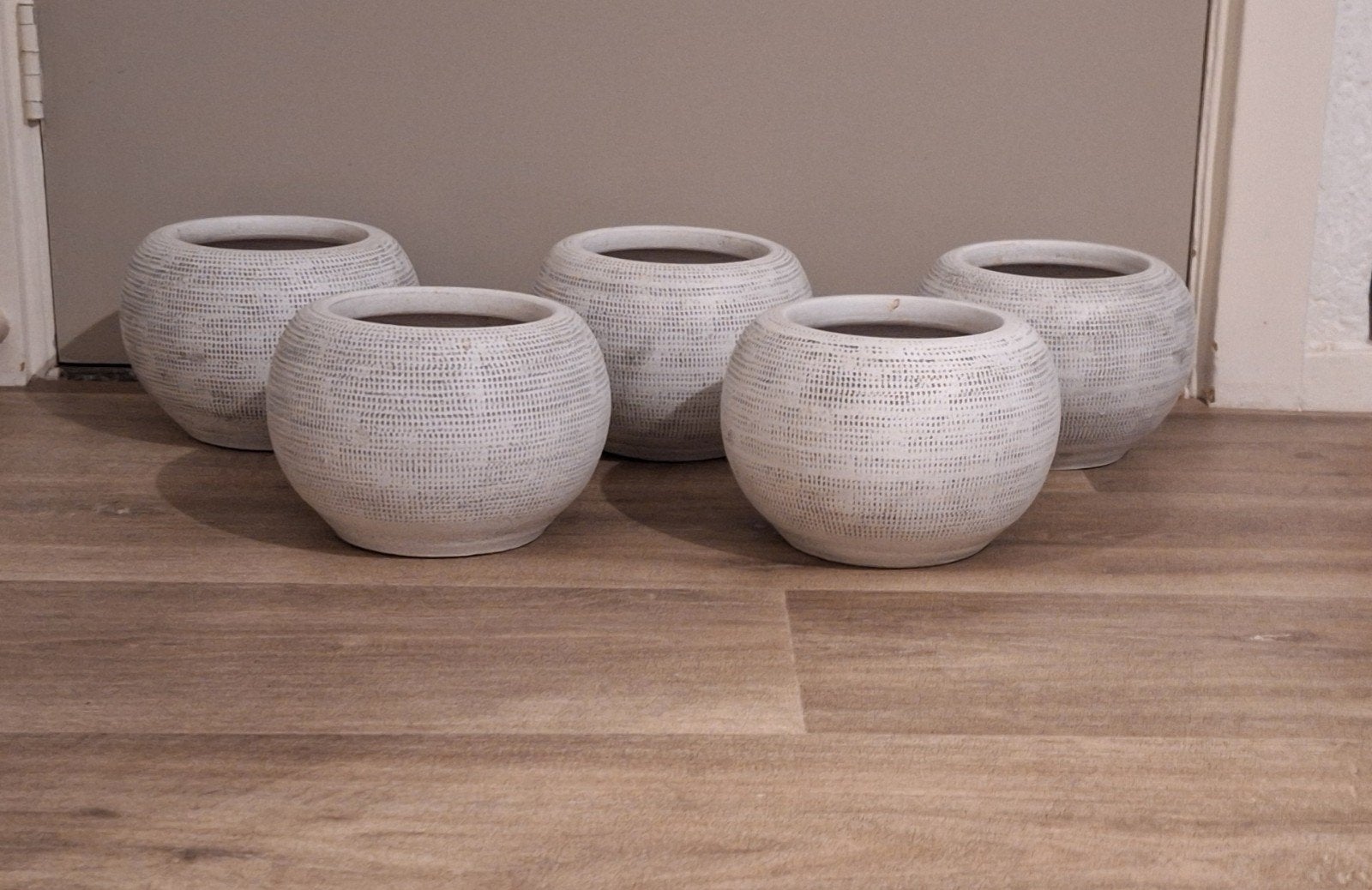 5 Bloempotten wit - Hoogte 14cm, Diameter 15cm, Tuin en Terras, Ophalen, Gebruikt, Rond, Binnen