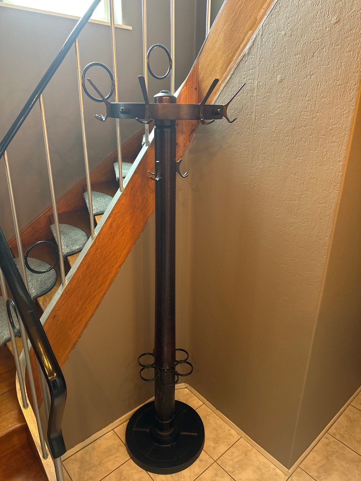 Vintage staande café kapstok met paraplubak - 1.88m hoog, Huis en Inrichting, Woonaccessoires | Kapstokken, Ophalen, Gebruikt
