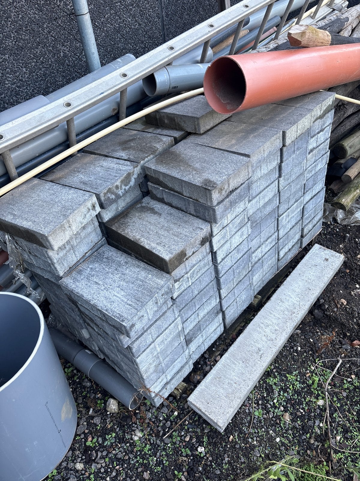 Betonnen terrastegels/klinkers - Grijs 20x30, Tuin en Terras, Ophalen, Gebruikt, 10 m² of meer, Beton