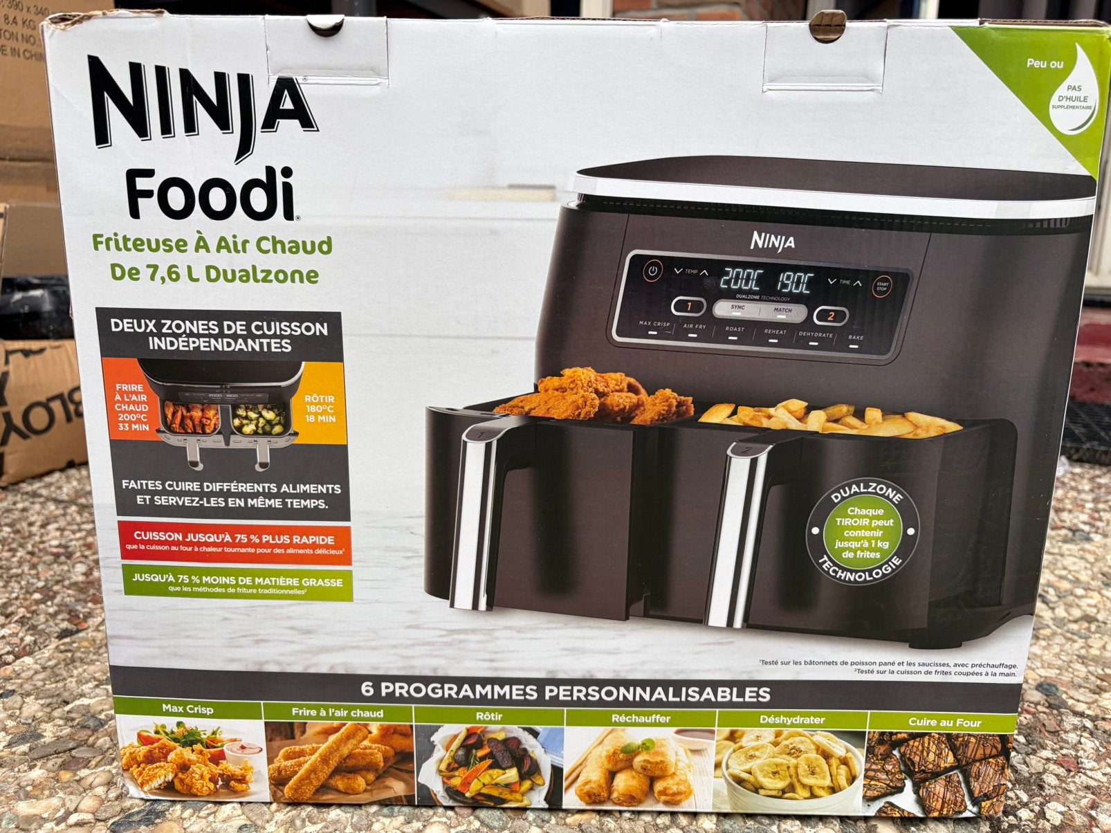 Ninja Foodi Dual Zone Airfryer 7,6L – dubbele lade, Ophalen of Verzenden, Zo goed als nieuw, Airfryer XXL, 1500 gram of meer