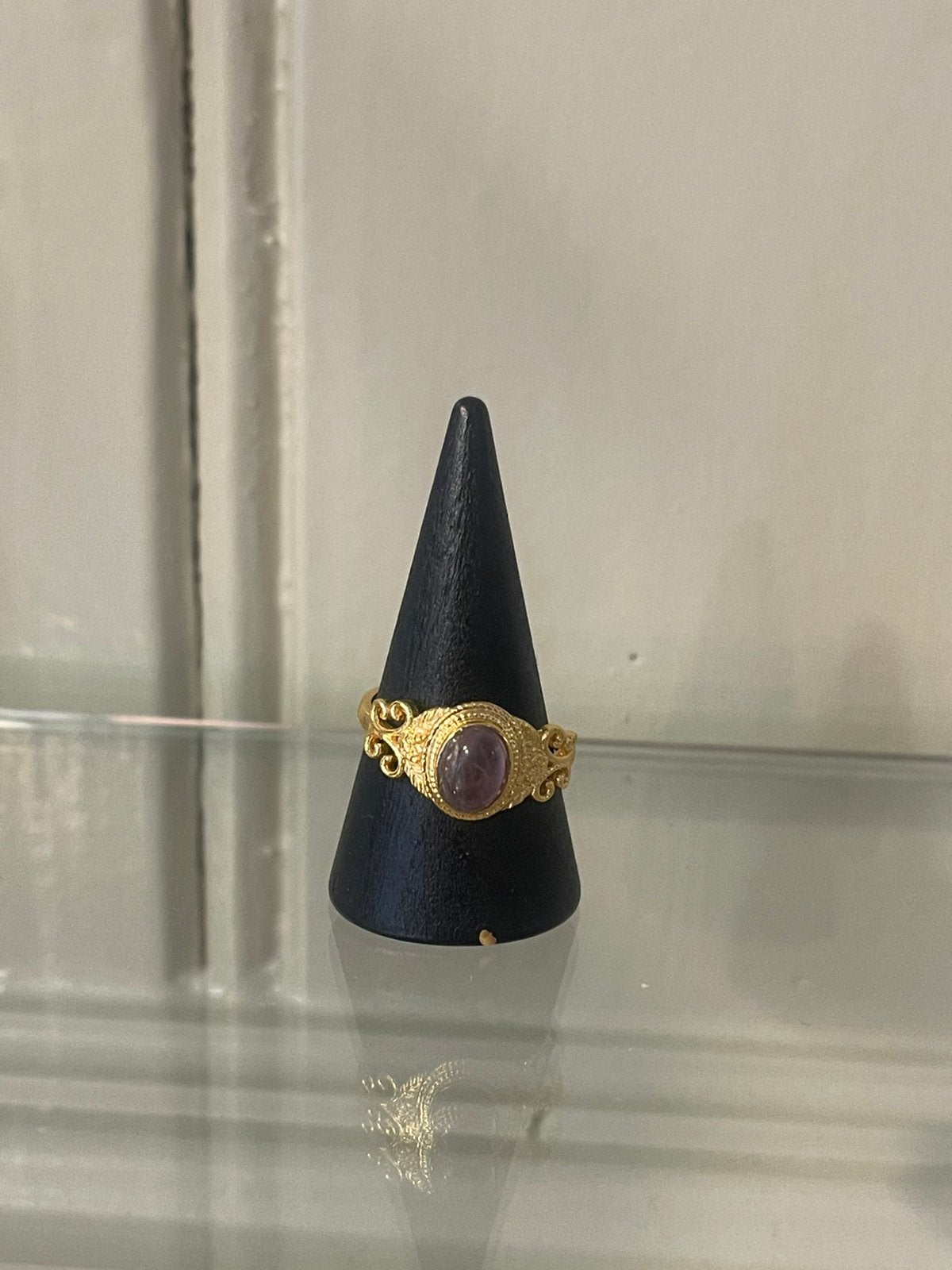Ring amethist brons, Z, Ophalen of Verzenden, Zo goed als nieuw, X