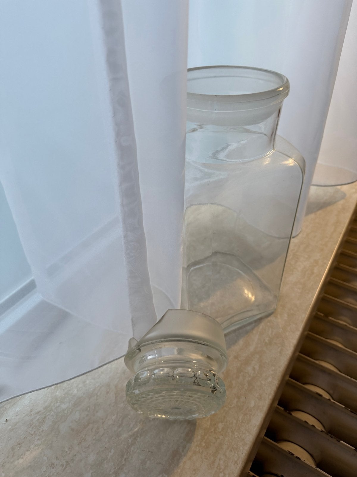 Oude glazen voorraadpot met deksel - 50 cm hoog, Antiek en Kunst, Ophalen