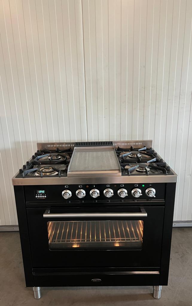 Luxe Boretti zwart hoogglans met frytop -90cm, Ophalen of Verzenden, Zo goed als nieuw
