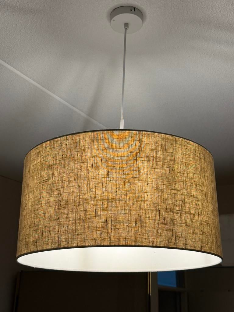 Slaapkamerlamp / lamp Beige stof “ALS NIEUW!”, Ophalen, Zo goed als nieuw, Beige, Rond