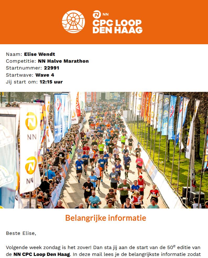 Startnummer CPC Halve Marathon Den Haag: Zondag 15 maart, Ophalen, Nieuw, Overige typen, Overige merken