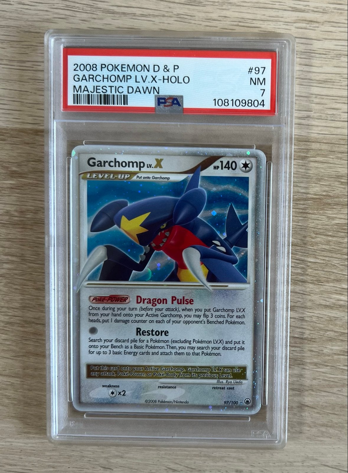 Garchomp LV.X 97/100 - Majestic Dawn - PSA 7, Ophalen of Verzenden, Zo goed als nieuw, Losse kaart, Foil