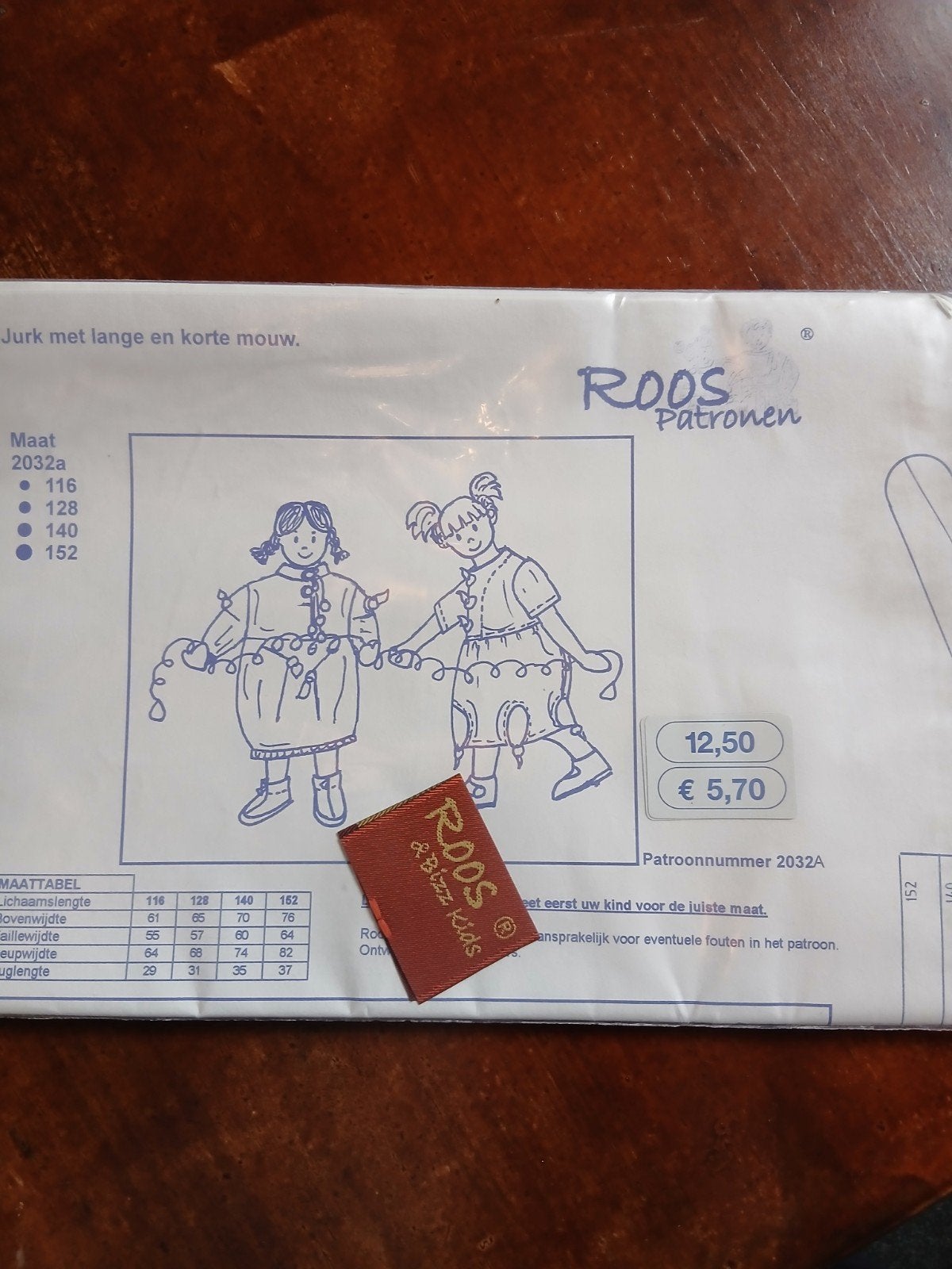 Roos Patroon 2032a Jurk met lange en korte mouw, Overige typen, Kind, Zo goed als nieuw, Roos