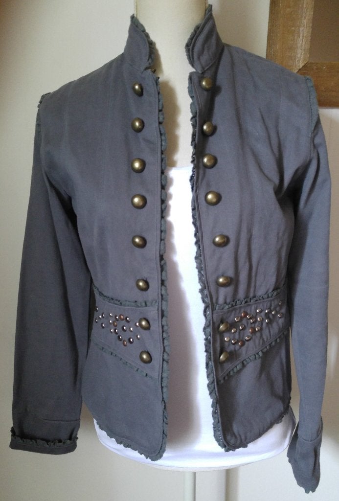 SUPER TRENDY grijs jasje met bronzen knopen mt. S - nieuw, Nieuw, Ophalen of Verzenden, Jasje, Maat 36 (S)