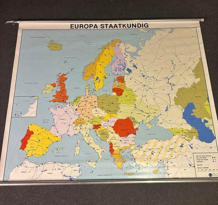 Oude schoolkaart Europa staatkundig - Evenaar jaren '90, Ophalen, Aardrijkskunde